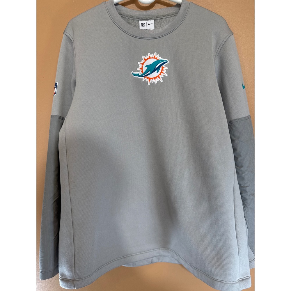 Gray Nike Miami Dolphins Crewneck Thermal Sweatshirt